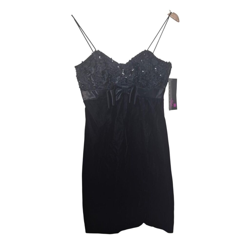 Scarlett Nite by Linda Bernell Black Sequin Deess Vintage 80s Size 7/8